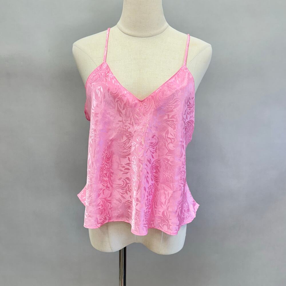 Vintage 90s Intimate Affair pink paisley embossed cami lingerie tank size large